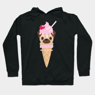 Cute Kawaii Pug Ice Cream Cone Hoodie